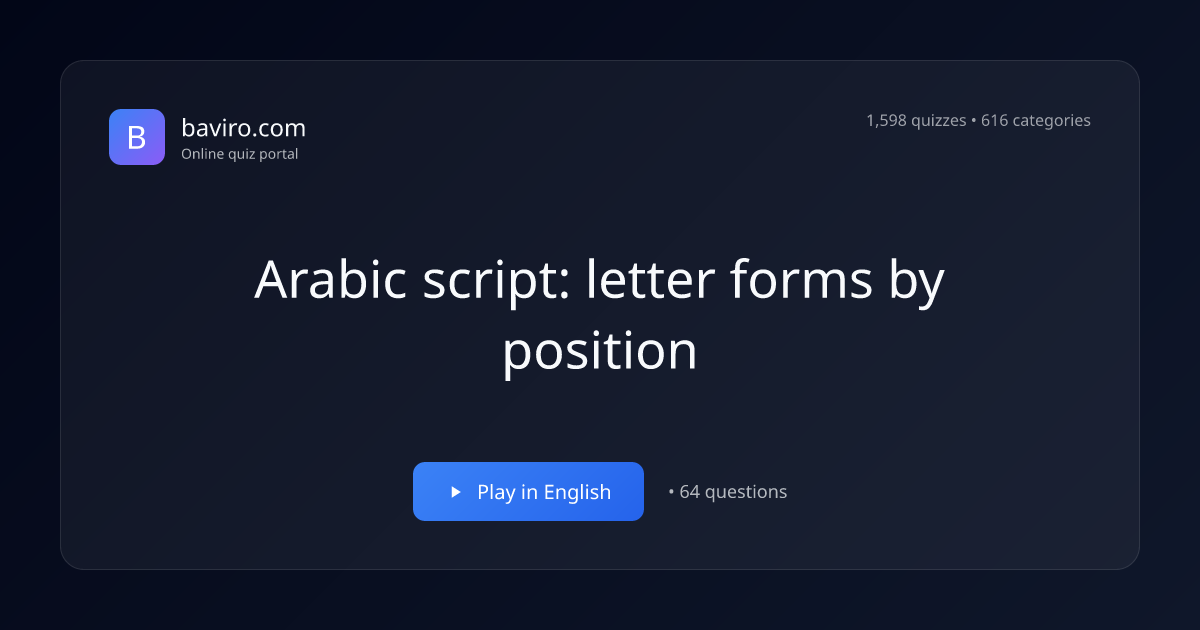 Arabic script: letter forms by position Quiz | Baviro