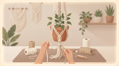 Beginner macramé knots for plant hangers
